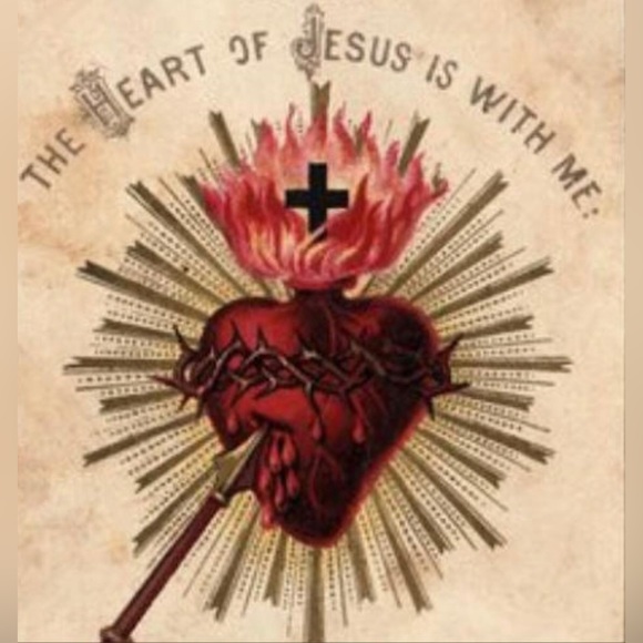 Sacred Heart~ Fiery Floral Radiating Bursting Jesus Mary Catholic Steel Necklace - Picture 3 of 16